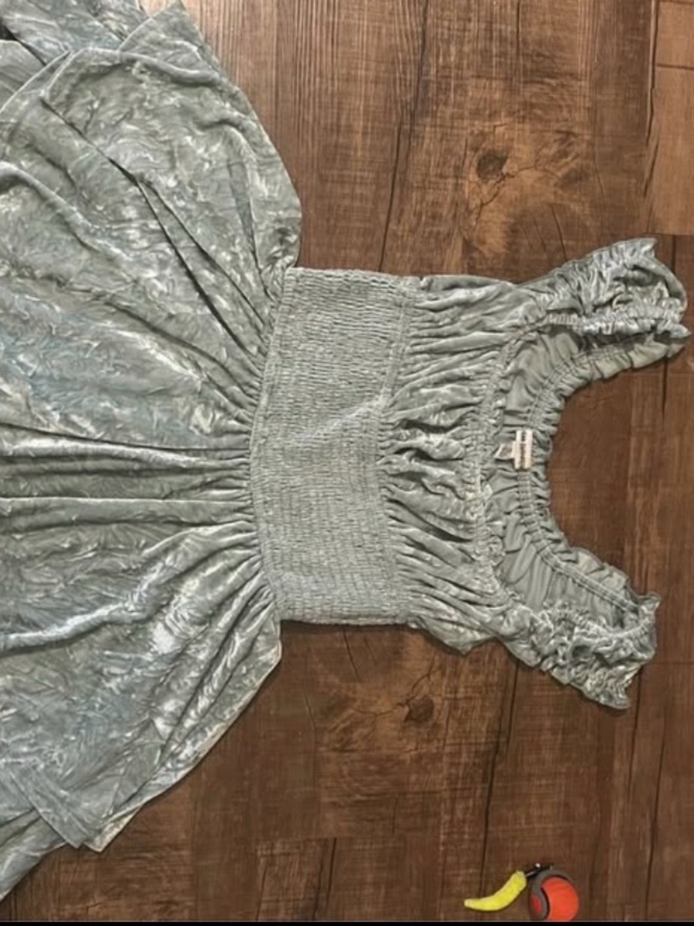 urban outfitters Light Sage Green Smocked Velvet romper